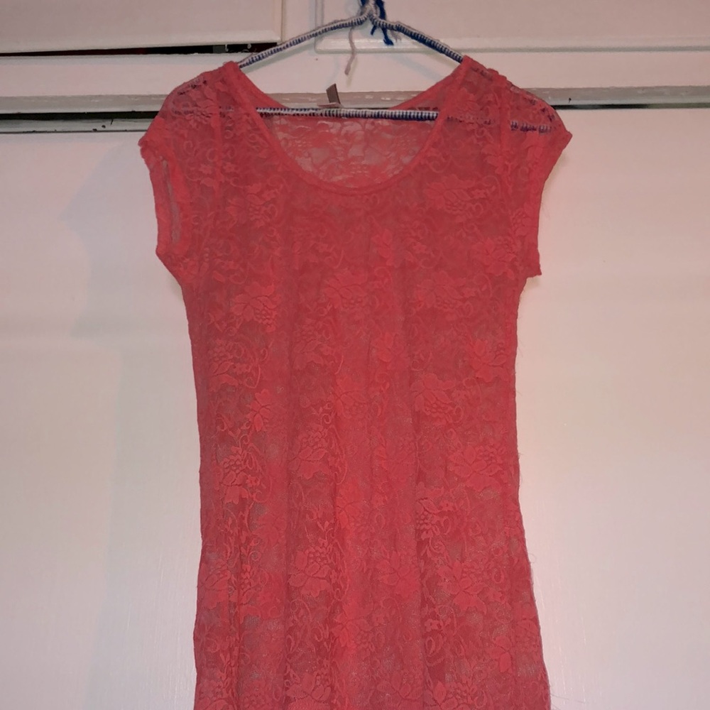 Women’s peach color lace shirt